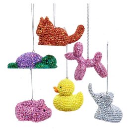 Kurt Adler Bedazzled Animal Collection Ornaments 6 Assorted
