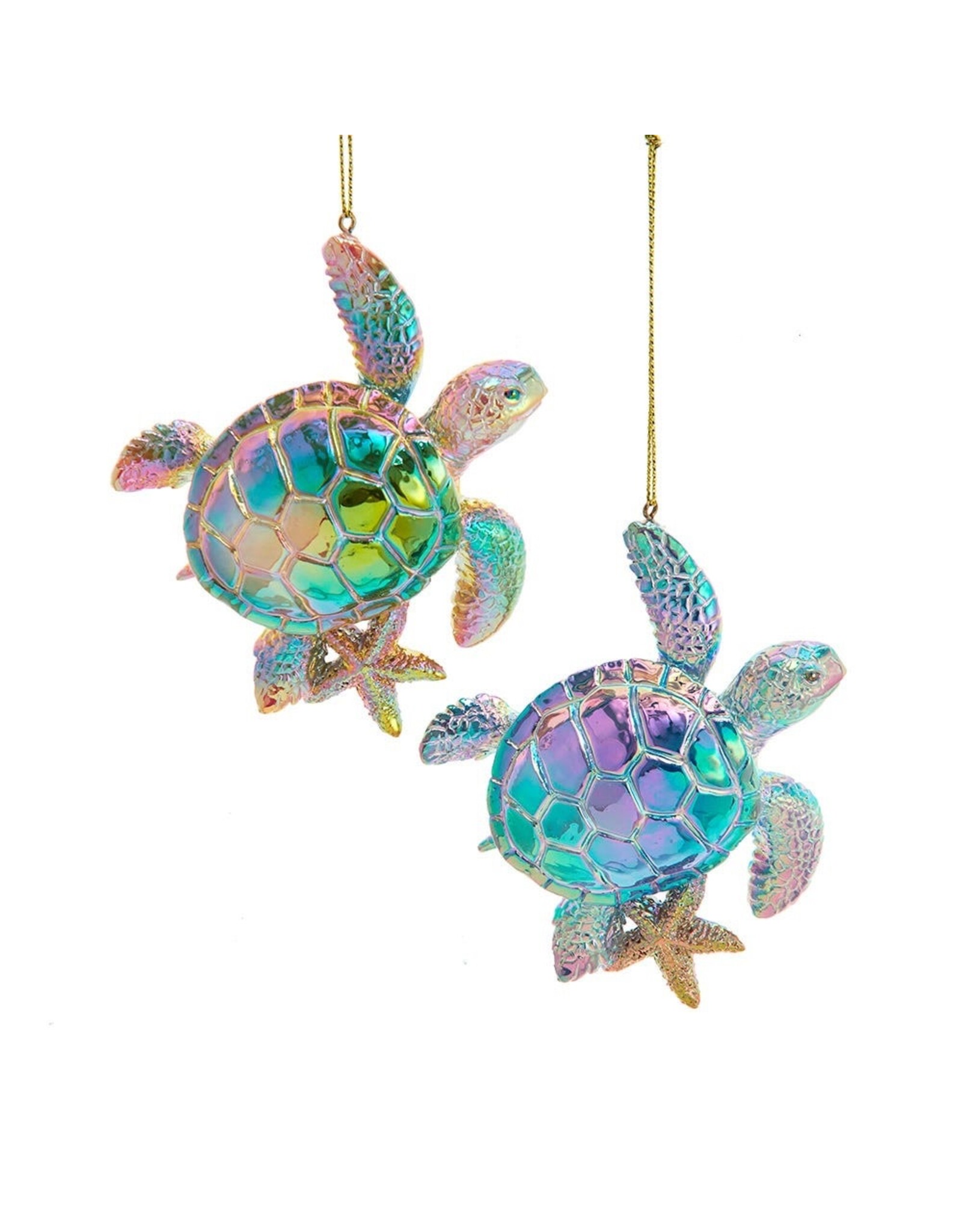 Kurt Adler Electroplated Iridescent Sea Turtle Ornaments 2 Assorted