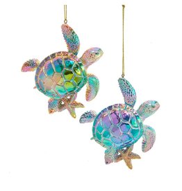 Kurt Adler Electroplated Iridescent Sea Turtle Ornaments 2 Assorted