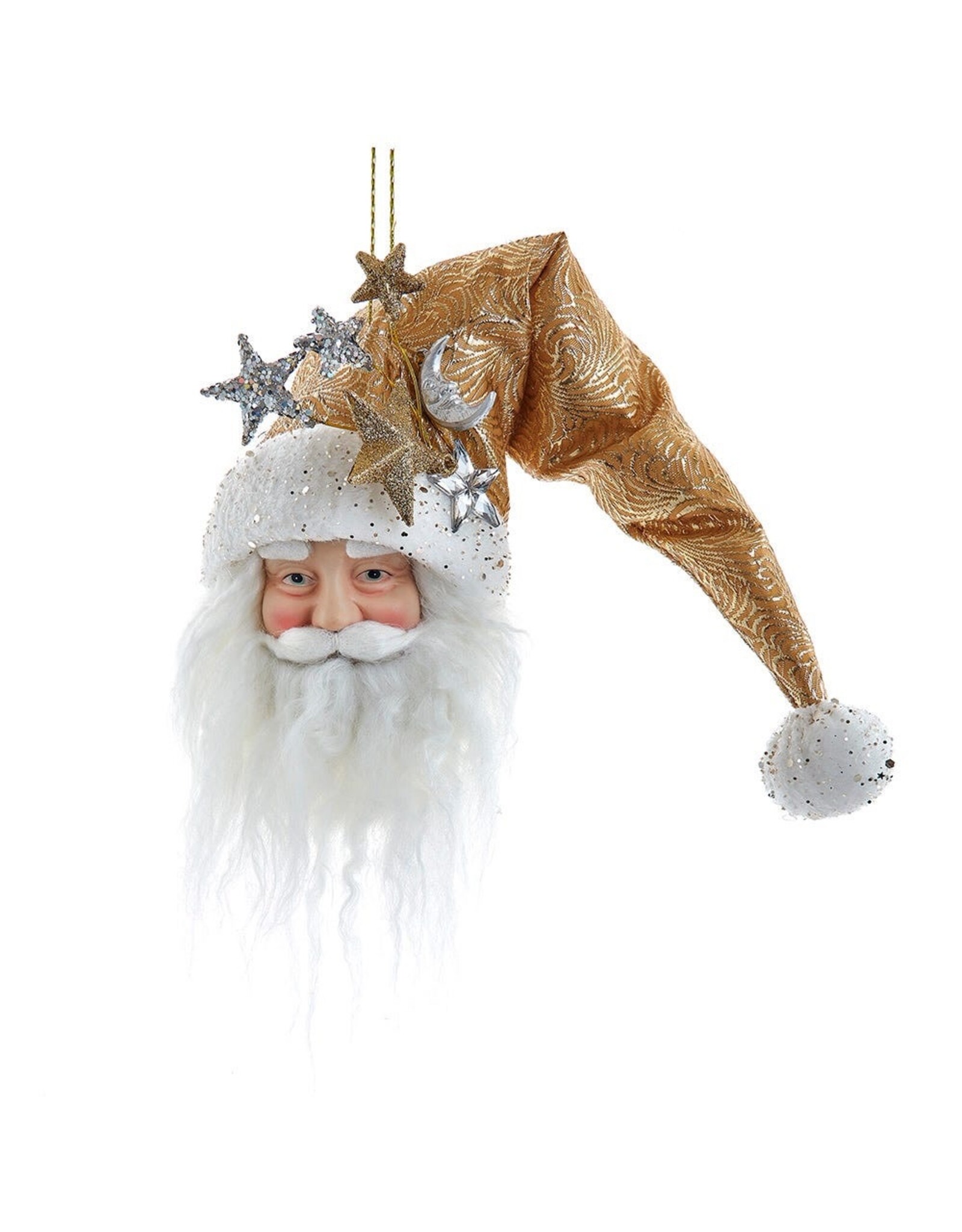 Kurt Adler Santa Head Ornament 9 Inch Celestial Fantasy Stars N Moon