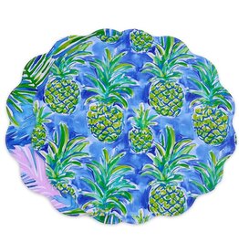 Beatriz Ball Reversible Round Placemats 15.5" Set of 4 Pineapples N Palms