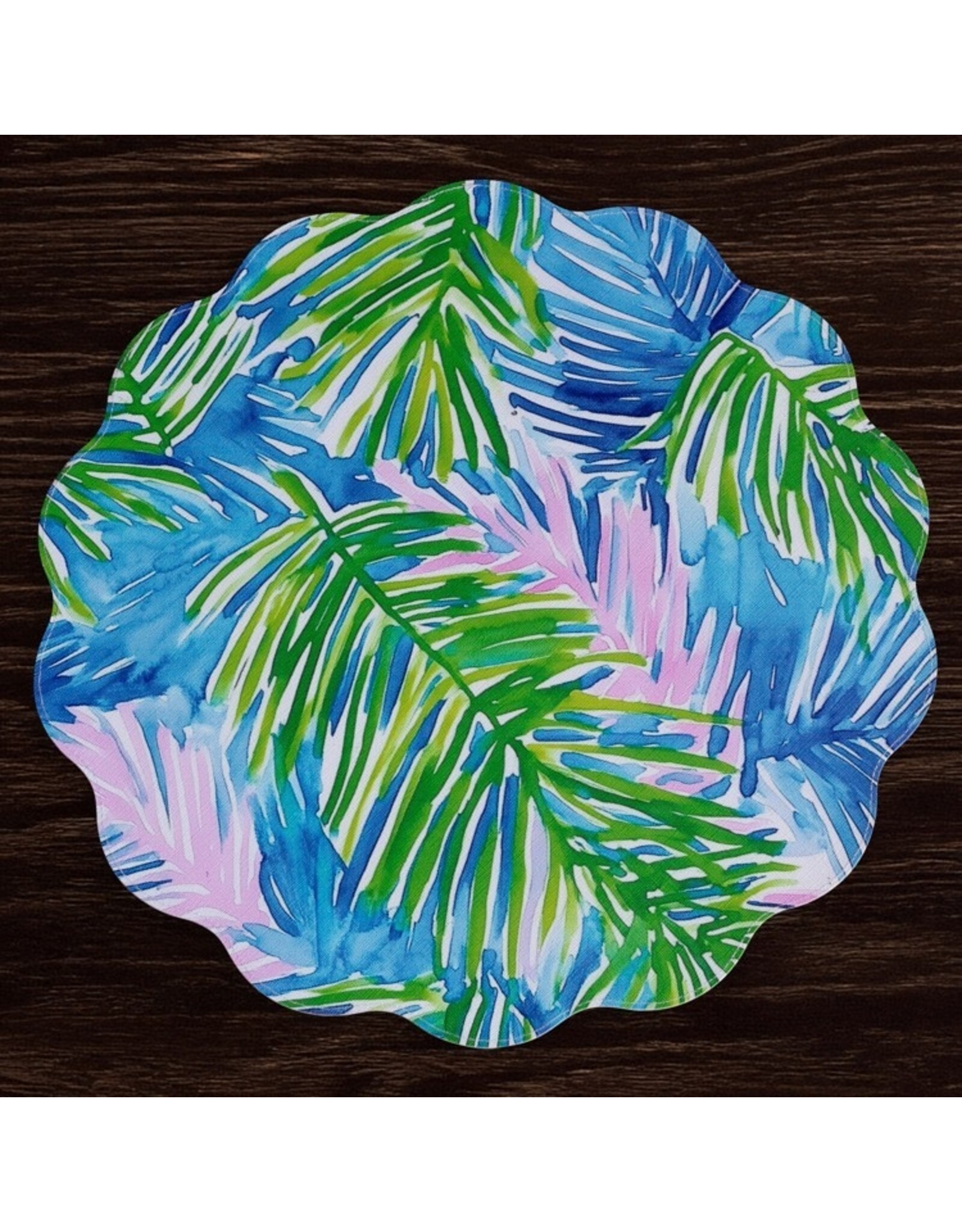 Beatriz Ball Reversible Round Placemats 15.5" Set of 4 Pineapples N Palms