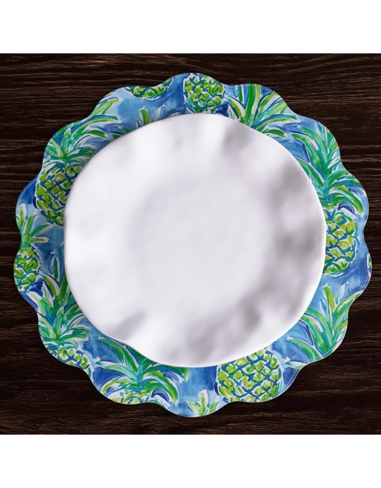 Beatriz Ball Reversible Round Placemats 15.5" Set of 4 Pineapples N Palms