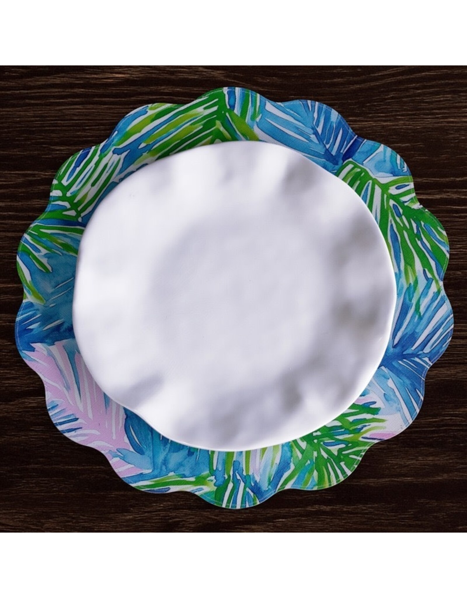 Beatriz Ball Reversible Round Placemats 15.5" Set of 4 Pineapples N Palms