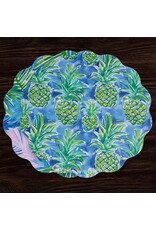 Beatriz Ball Reversible Round Placemats 15.5" Set of 4 Pineapples N Palms