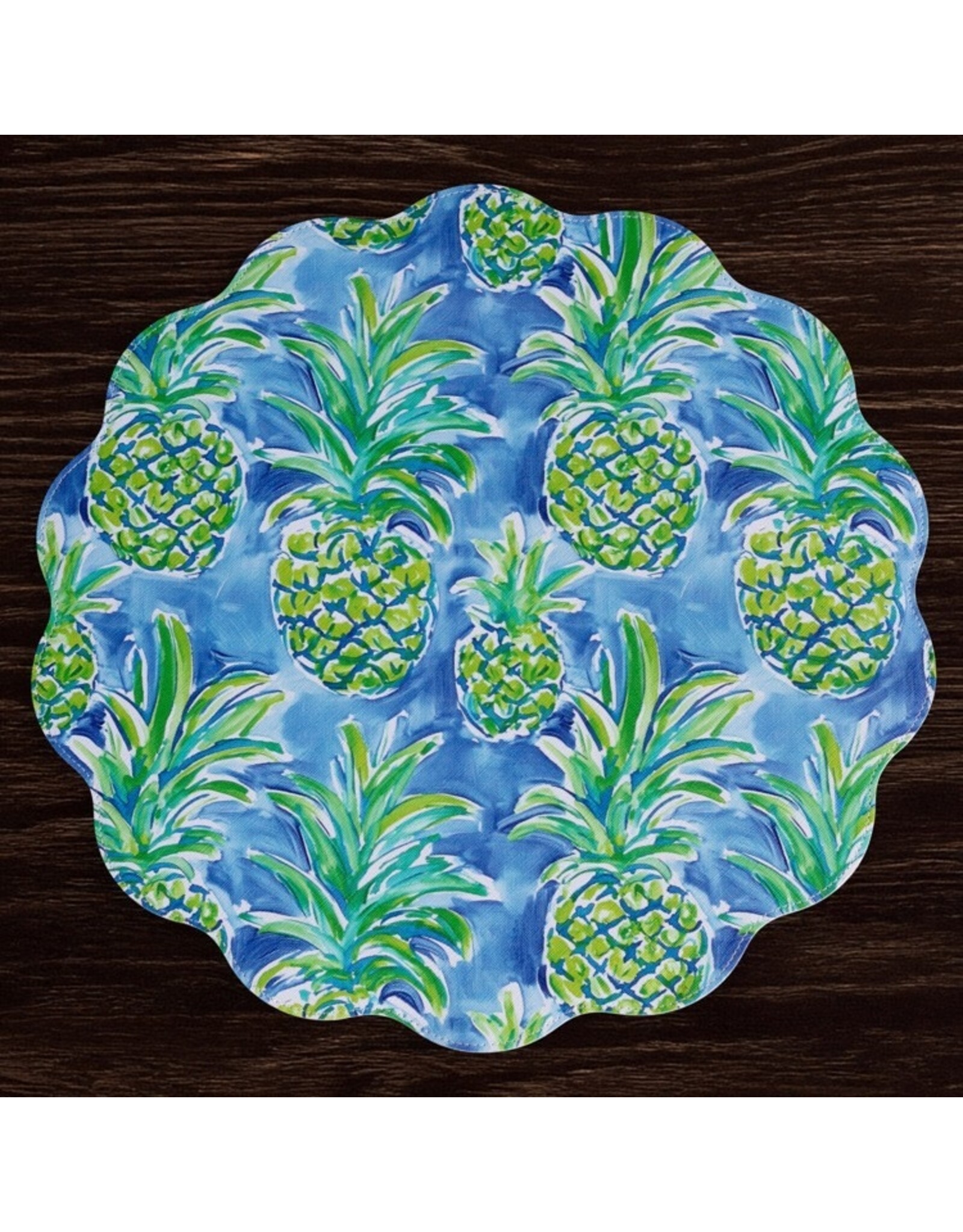 Beatriz Ball Reversible Round Placemats 15.5" Set of 4 Pineapples N Palms