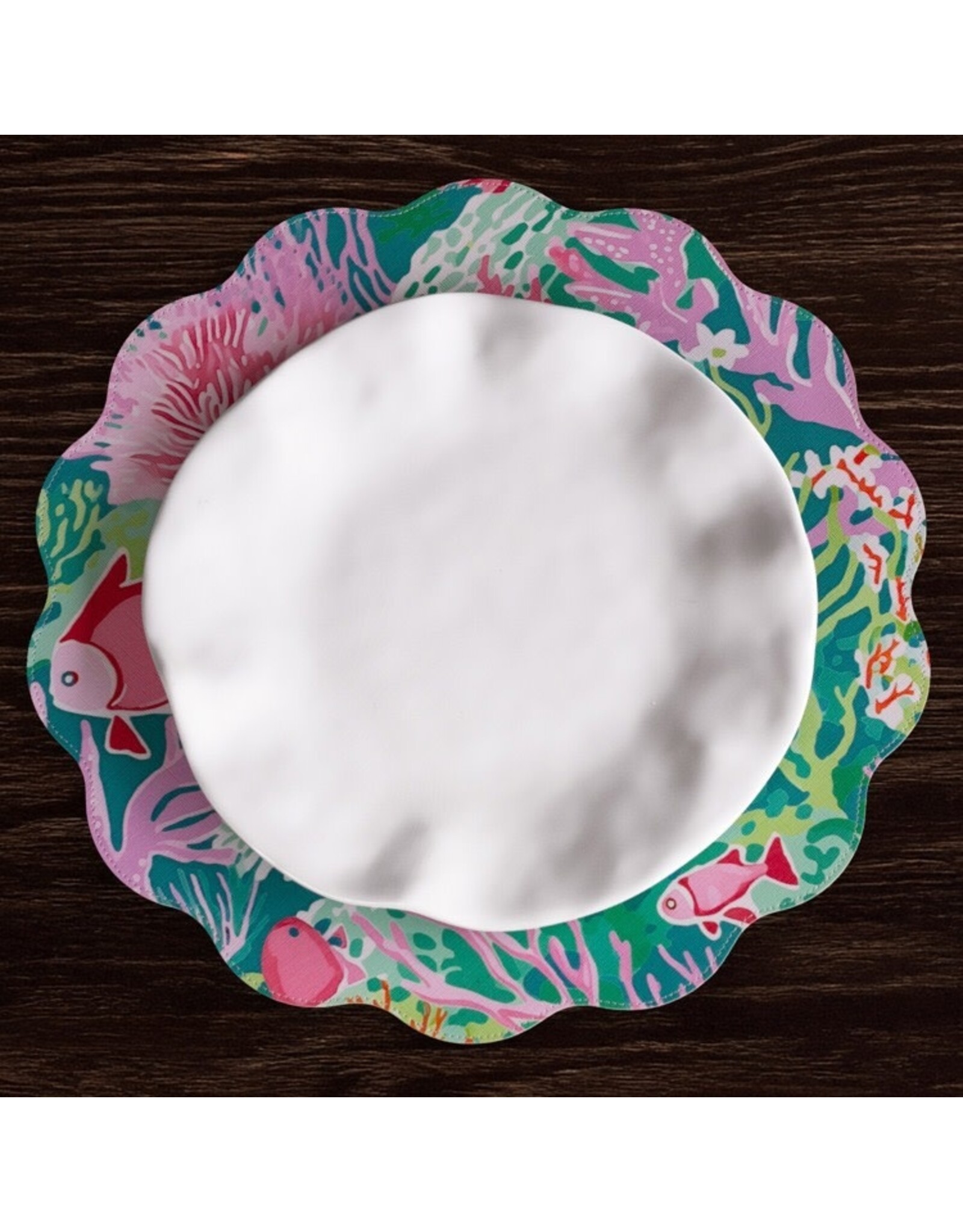 Beatriz Ball Reversible Round Placemats 15.5" Set of 4 Coral Reef