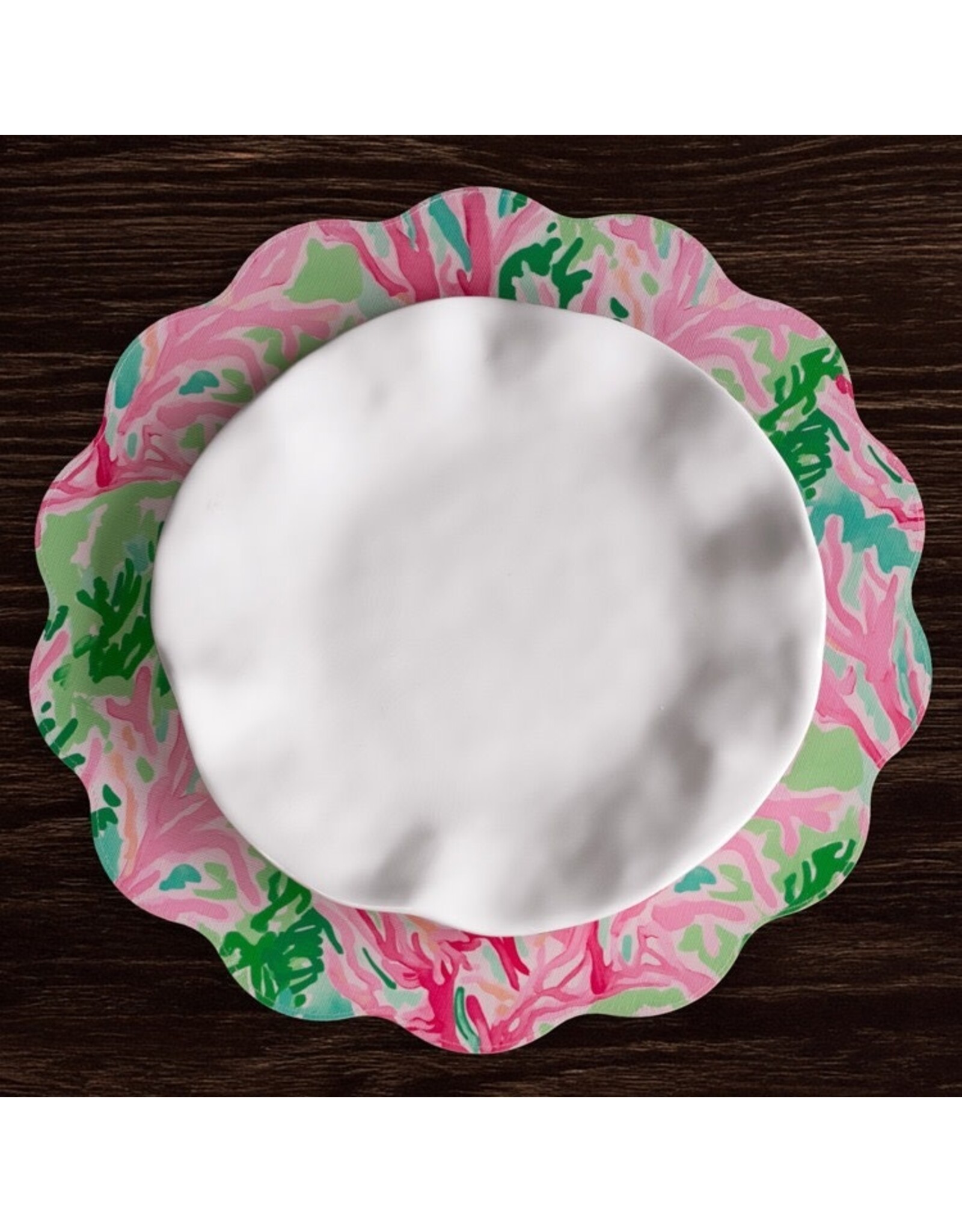 Beatriz Ball Reversible Round Placemats 15.5" Set of 4 Coral Reef