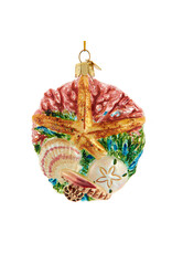 Kurt Adler Starfish w Shells N Coral Glass Ornament Nobel Gems