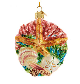 Kurt Adler Starfish w Shells N Coral Glass Ornament Nobel Gems