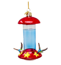 Kurt Adler Hummingbird Feeder Glass Ornament Nobel Gems