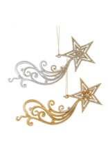 Kurt Adler Gold N Silver Glitter Shooting Star Ornaments 2 Assorted