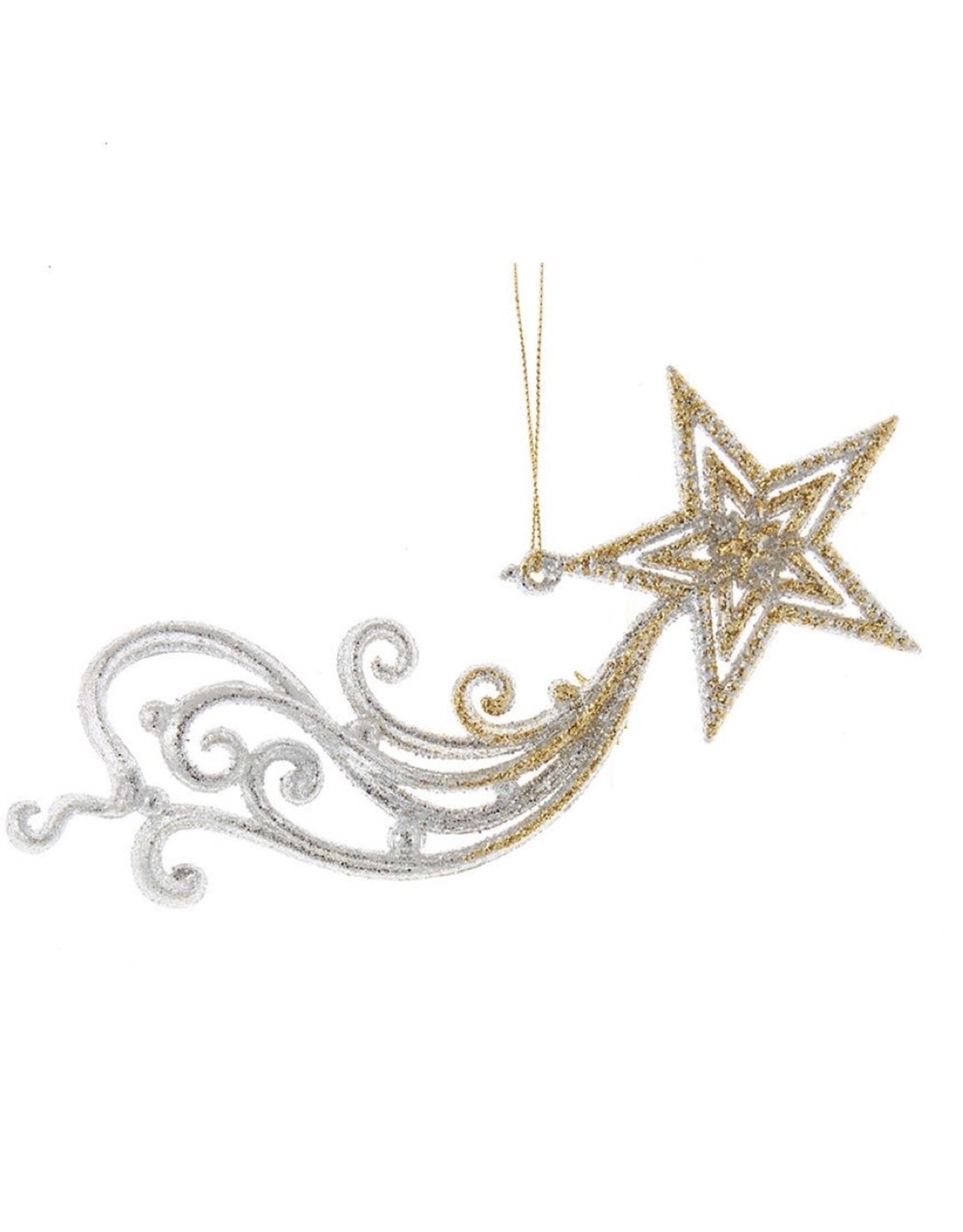 Kurt Adler Gold N Silver Glitter Shooting Star Ornament Silver Tail