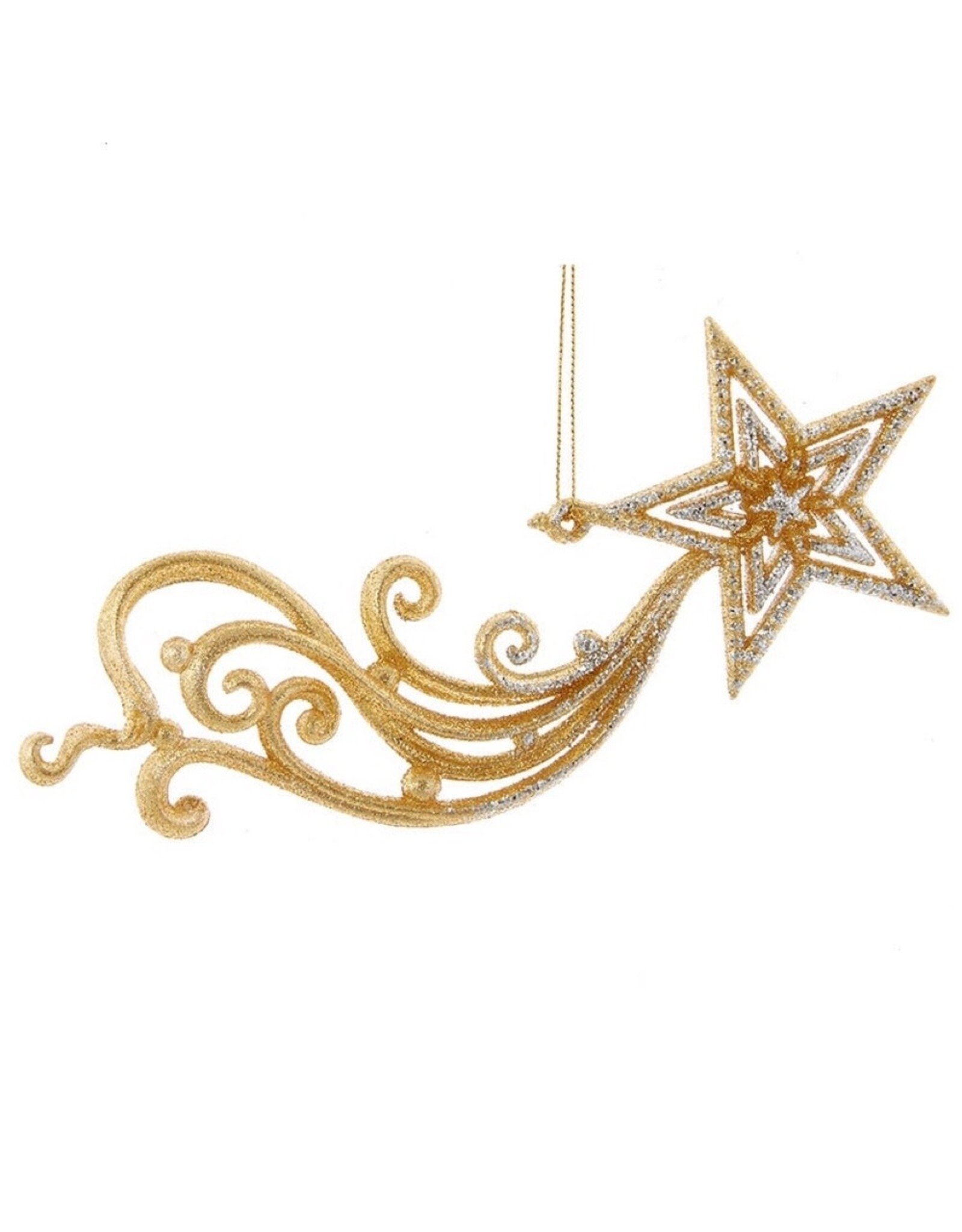 Kurt Adler Gold N Silver Glitter Shooting Star Ornament Gold Tail