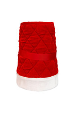 Kurt Adler Christmas Tree Collar Quilted Red Velvet w White Trim 24”