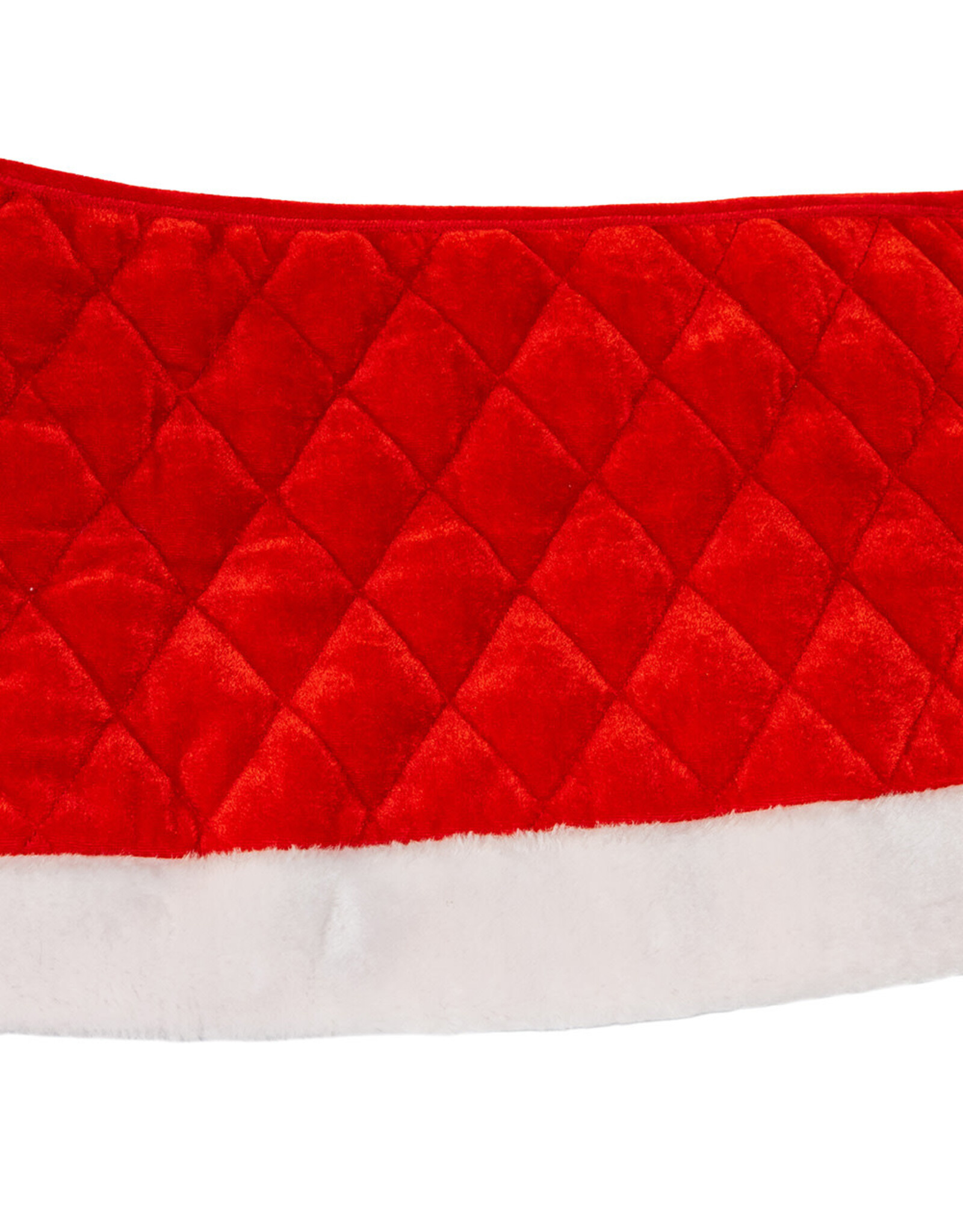 Kurt Adler Christmas Tree Collar Quilted Red Velvet w White Trim 24”