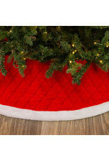 Kurt Adler Christmas Tree Collar Quilted Red Velvet w White Trim 24”