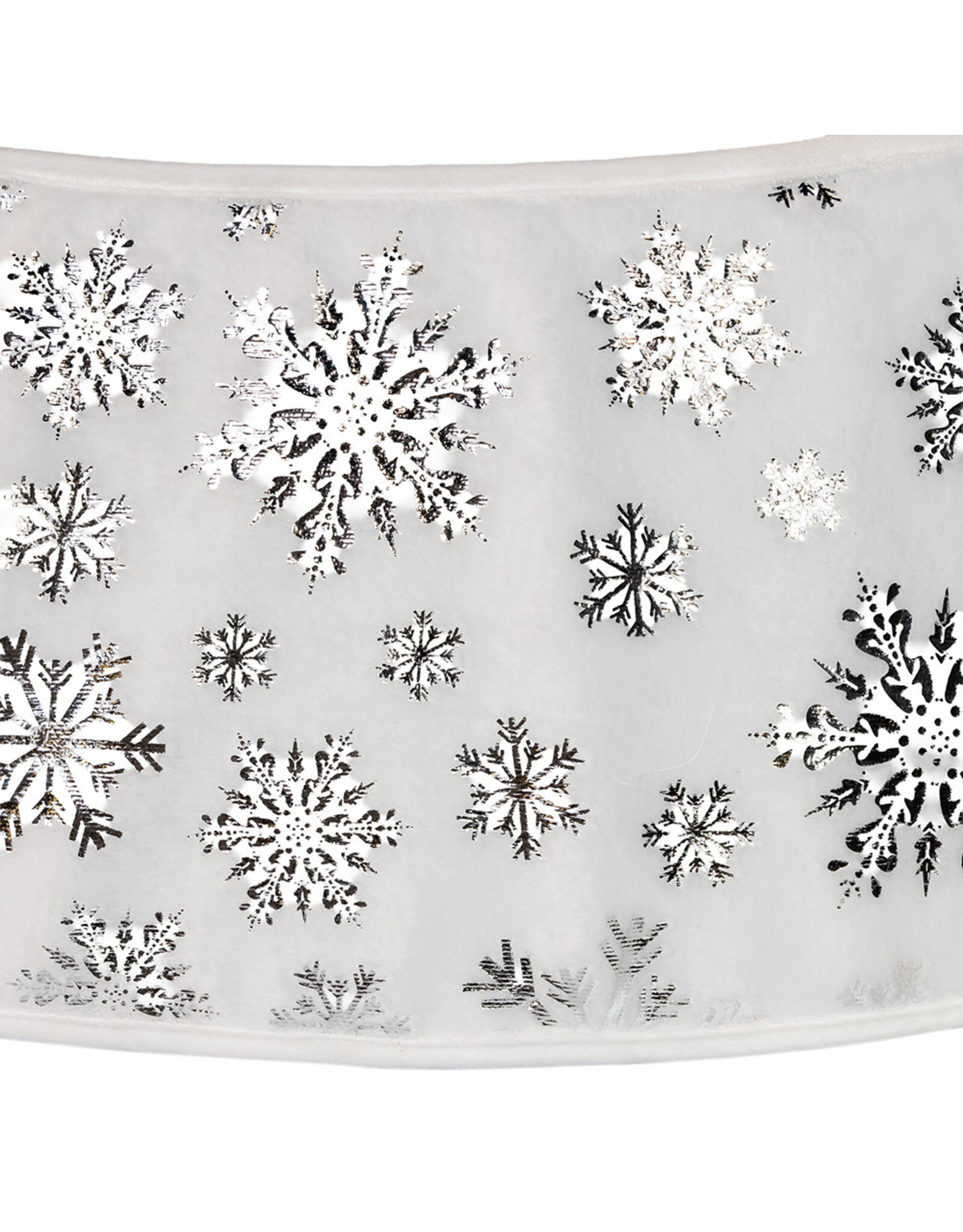 Kurt Adler Christmas Tree Collar White W Silver Snowflakes 24”
