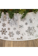 Kurt Adler Christmas Tree Collar White W Silver Snowflakes 24”
