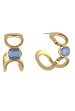 Dean Davidson Jewelry Gold Earrings Bowery Gemstone Hoops Midnight Blue