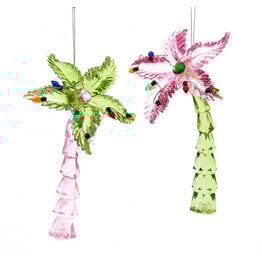 Kurt Adler Acrylic Tropical Palm Tree Ornaments Set of 2 Assorted