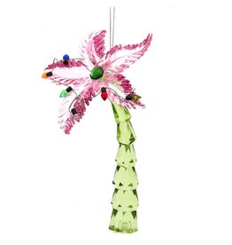 Kurt Adler Acrylic Tropical Palm Tree Ornament | Pink Fronds