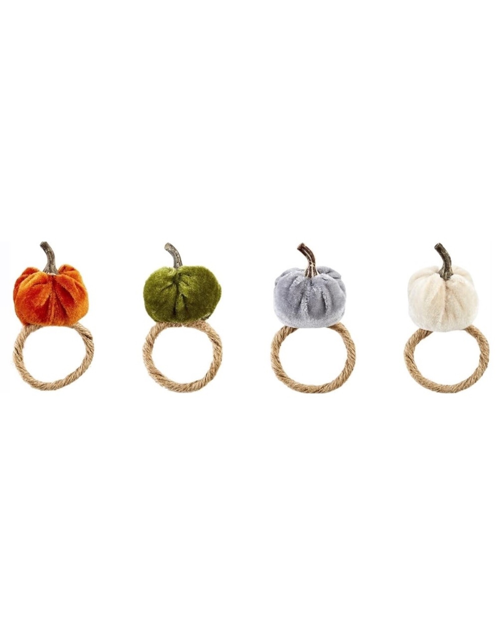 Mud Pie Velvet Pumpkin Napkin Rings Set of 4 Assorted