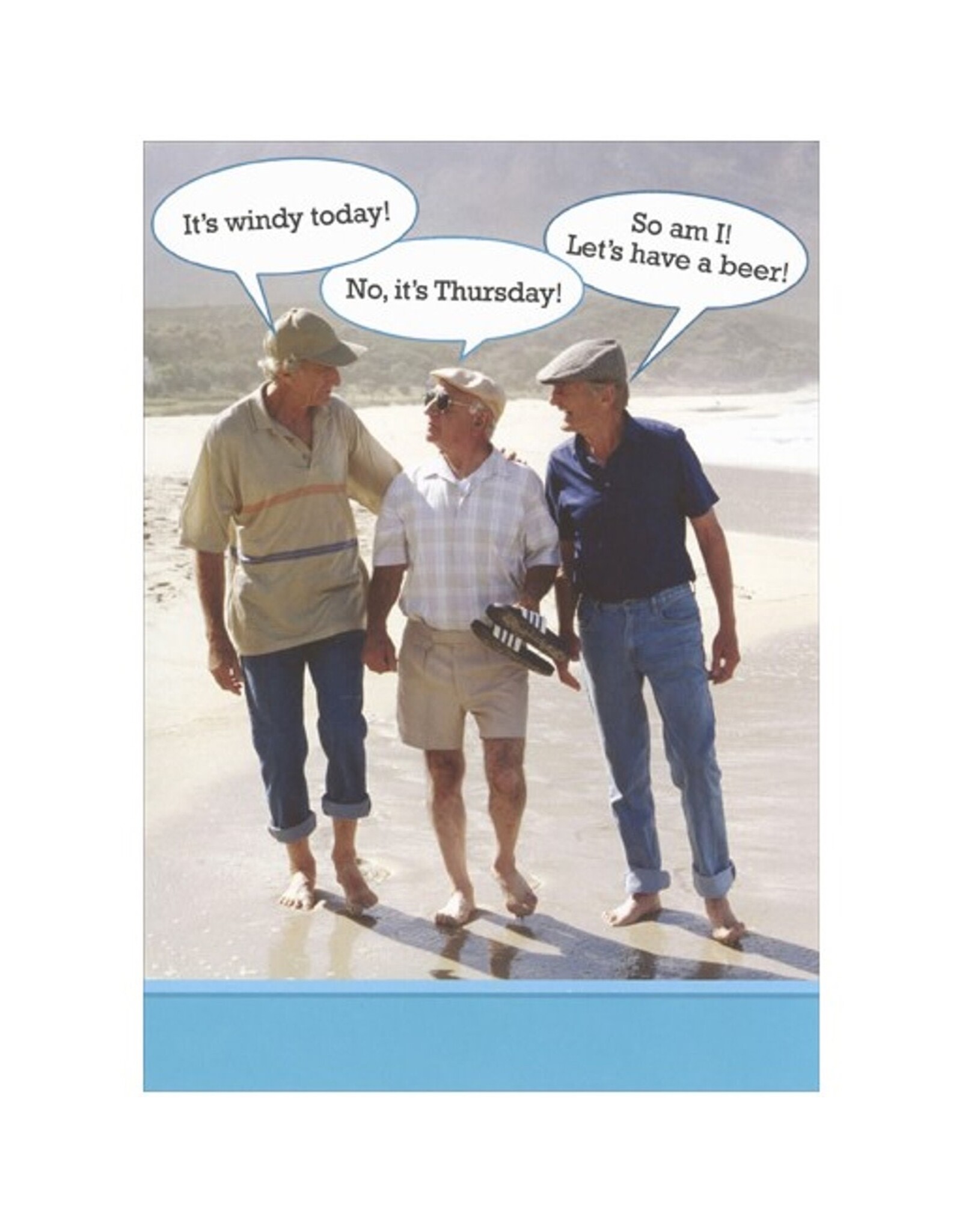 Recycled Paper Greetings Birthday Card Humorous Funny | 3 Guys on Beach