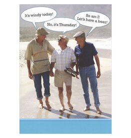 Recycled Paper Greetings Birthday Card Humorous Funny | 3 Guys on Beach