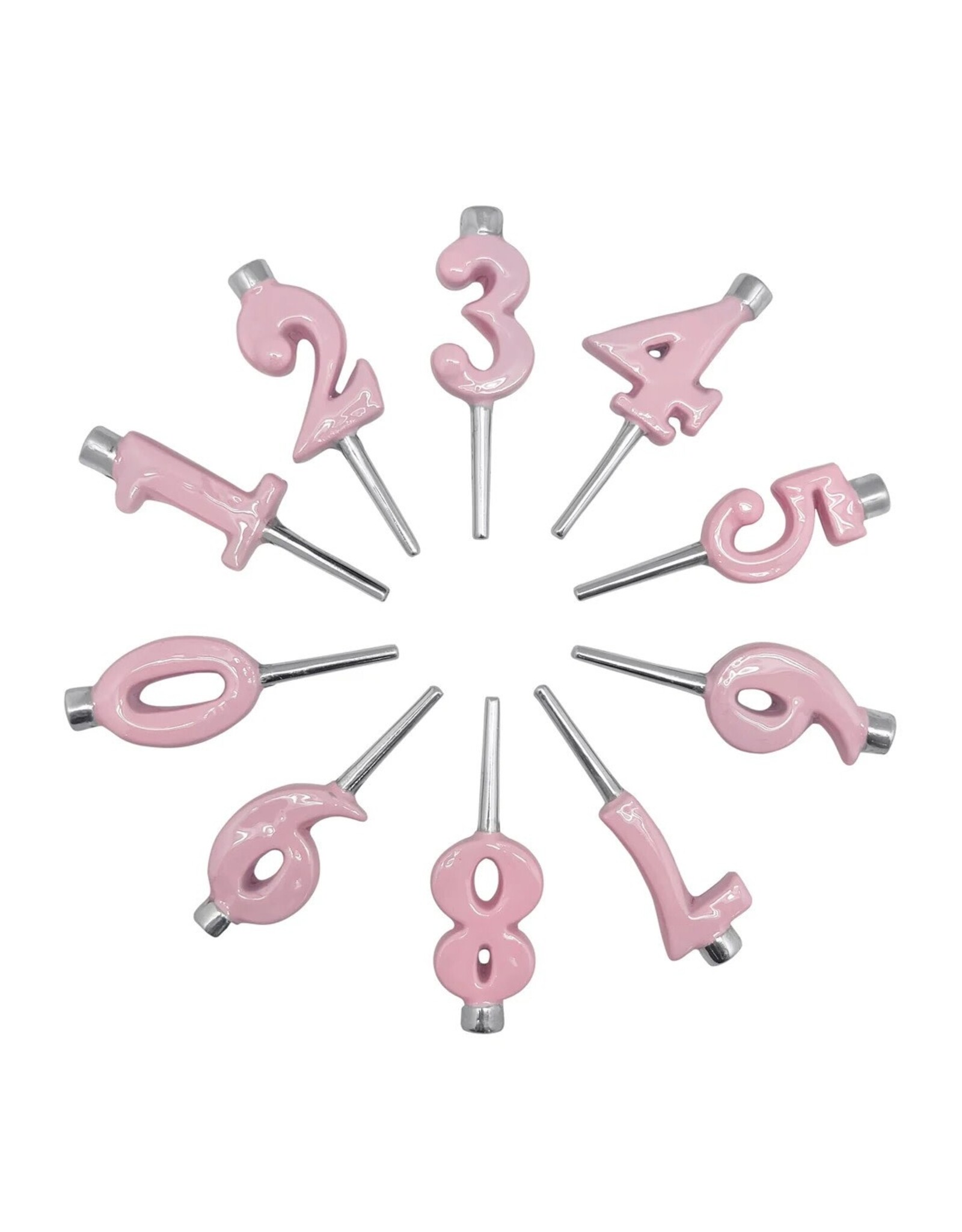 Mariposa Number Candle Holder Set 0-9 for Birthday Candles | Pink