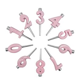 Mariposa Number Candle Holder Set 0-9 for Birthday Candles | Pink