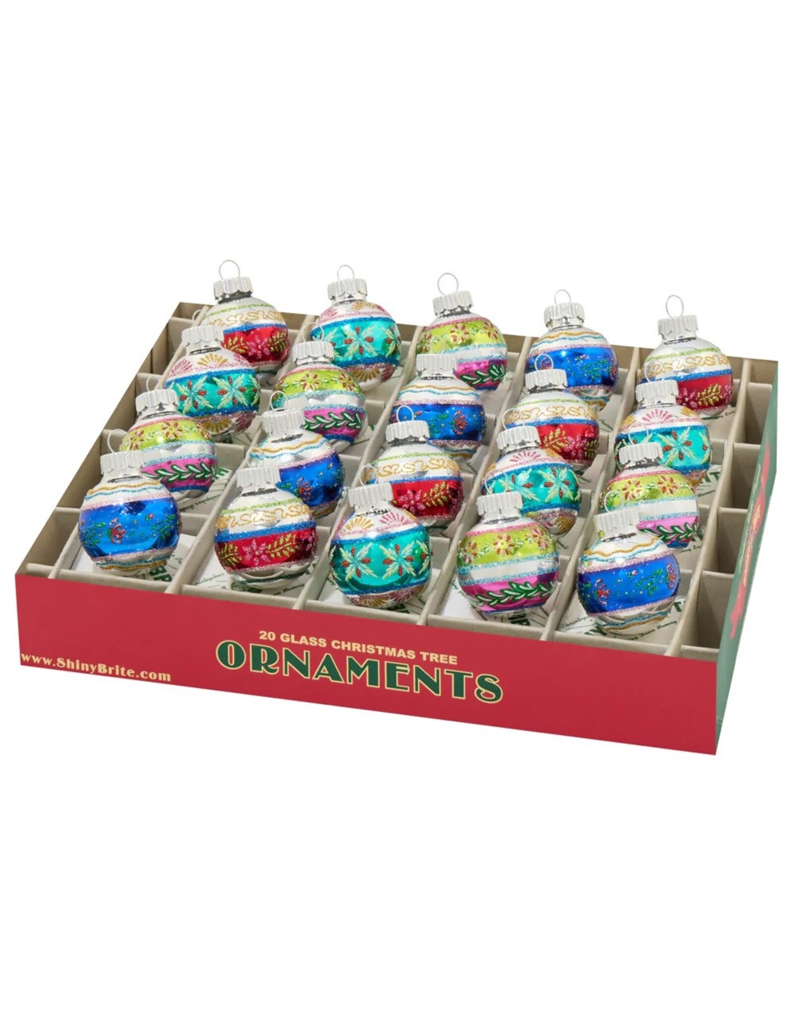 Christopher Radko Shiny Brite Christmas Confetti 20ct Decorated Rounds 1.25 inch