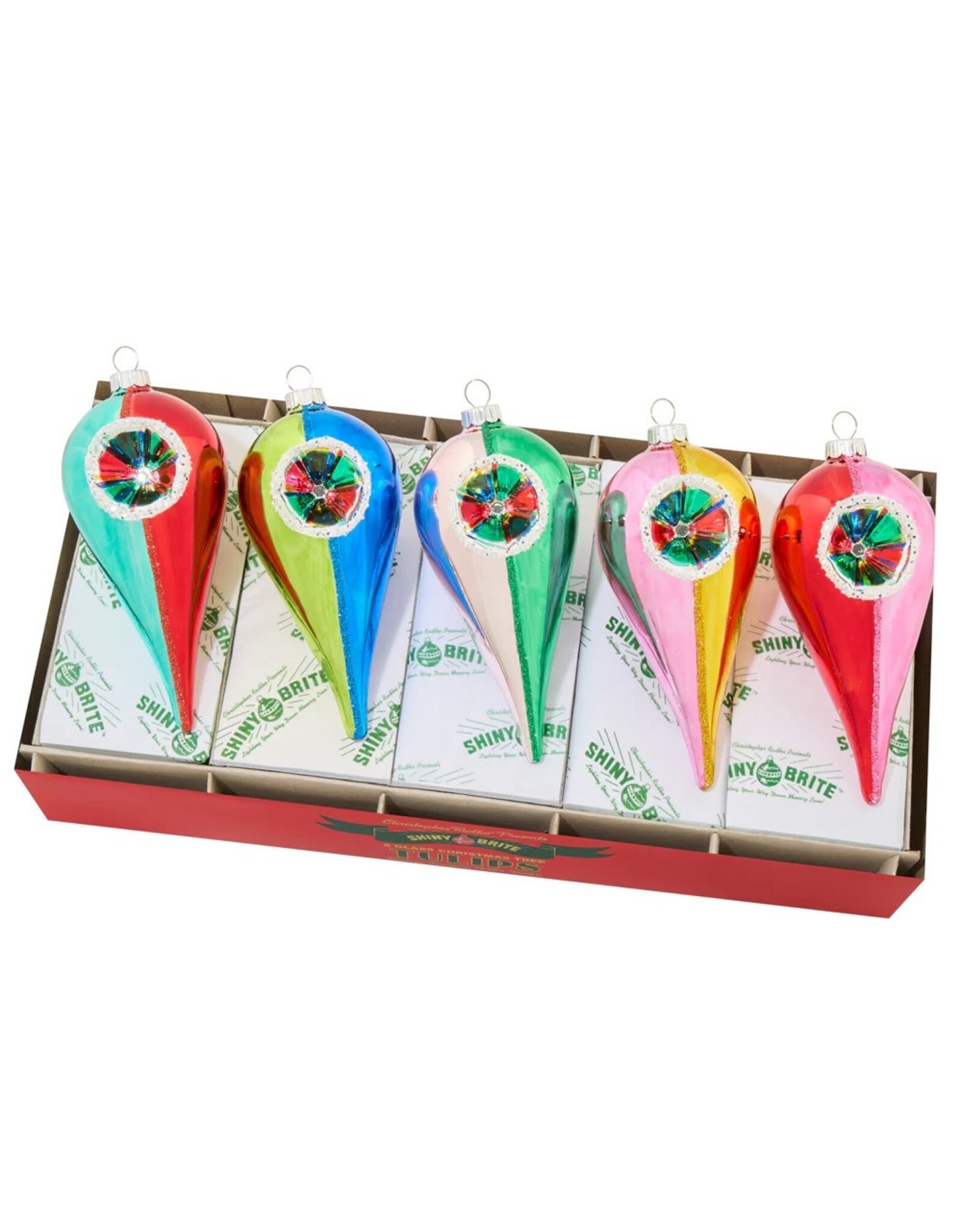 Christopher Radko Shiny Brite Christmas Confetti 5ct Reflector Tulips