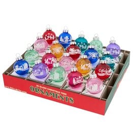 Christopher Radko Shiny Brite Flocked Rounds 20ct 1.25in Vivid Vintage