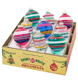 Christopher Radko Shiny Brite Rounds Lanterns 9ct 2.5in Vivid Vintage