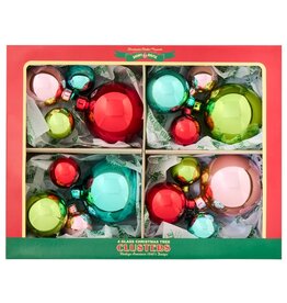 Christopher Radko Shiny Brite Festive Fete 4ct 4PC Clusters 1.25 1.75 2.5