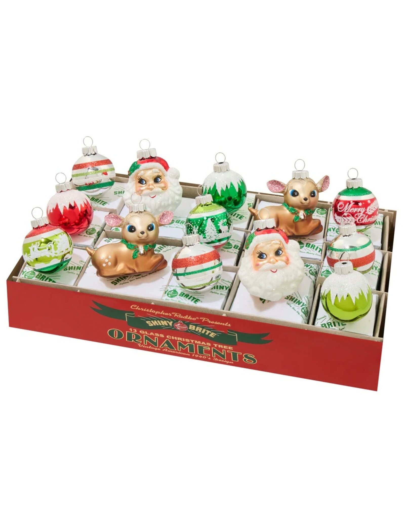 Christopher Radko Shiny Brite Holiday Splendor 13ct Figures Rounds