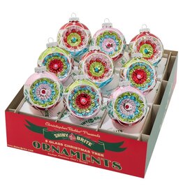 Christopher Radko Shiny Brite Festive Fete 9ct 2.5in Reflector Rounds