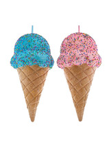 Kurt Adler Ice Cream Cone Ornaments Large 16 Inch 2 Assorted