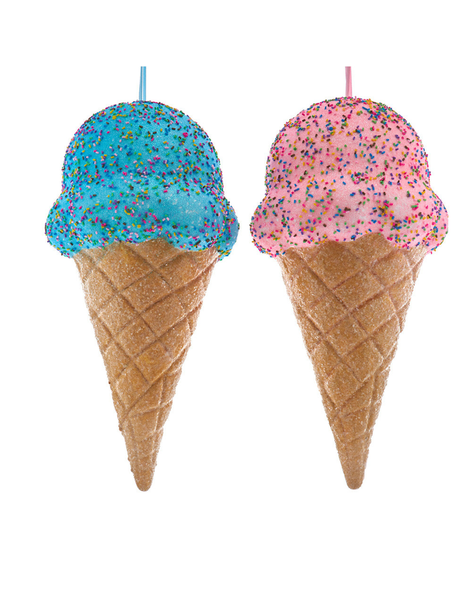 Kurt Adler Ice Cream Cone Ornaments Large 16 Inch 2 Assorted