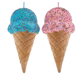 Kurt Adler Ice Cream Cone Ornaments Large 16 Inch 2 Assorted