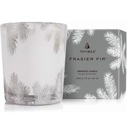 Frasier Fir Statement Candles 13oz Silver Glass Pine Needle Design