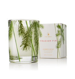 Frasier Fir Votive Candle Glass Pine Needle Design 2 Oz