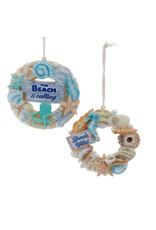 Kurt Adler Beach Seashell Wreath Ornaments 2 Assorted