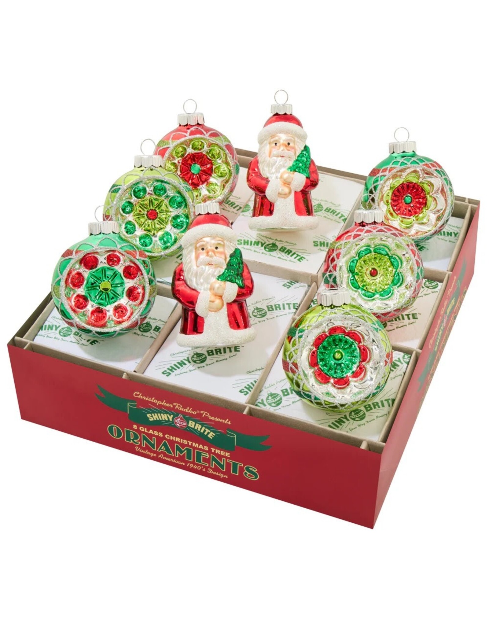 Christopher Radko Shiny Brite Holiday Splendor 8ct Figures Rounds
