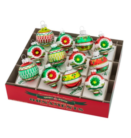 Christopher Radko Shiny Brite Holiday Splendor Rounds n Shapes 12 Ct