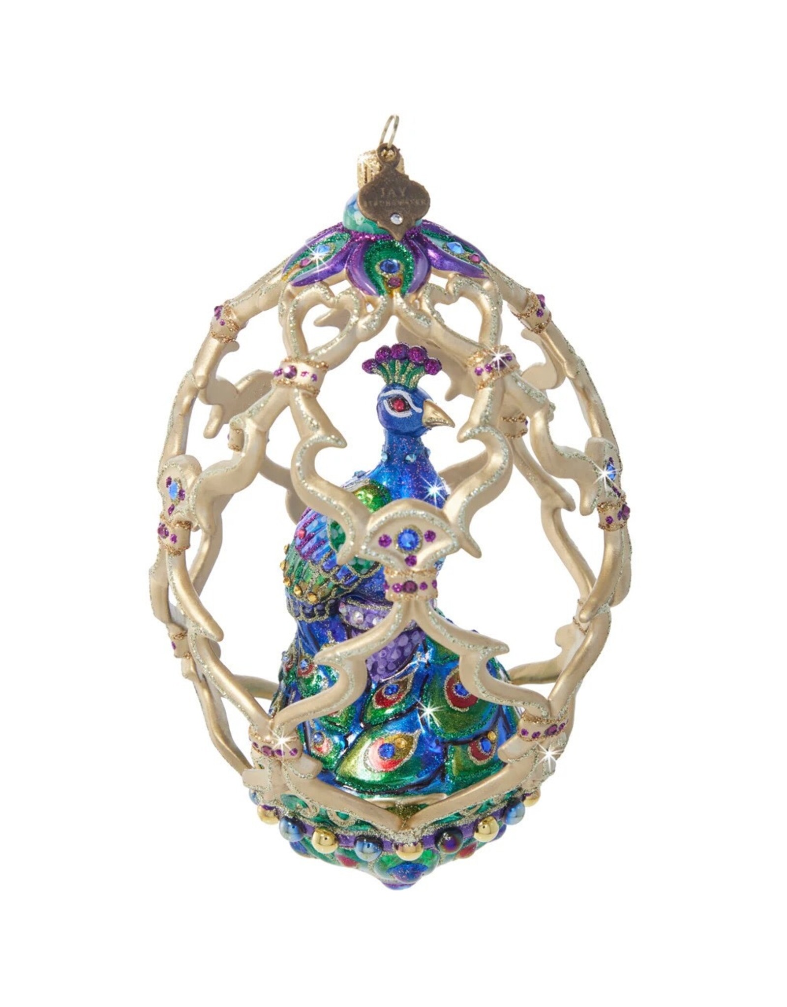 Jay Strongwater Christmas Ornaments Peacock Egg Ornament