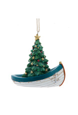 Kurt Adler Lake Boat With Christmas Tree Ornament
