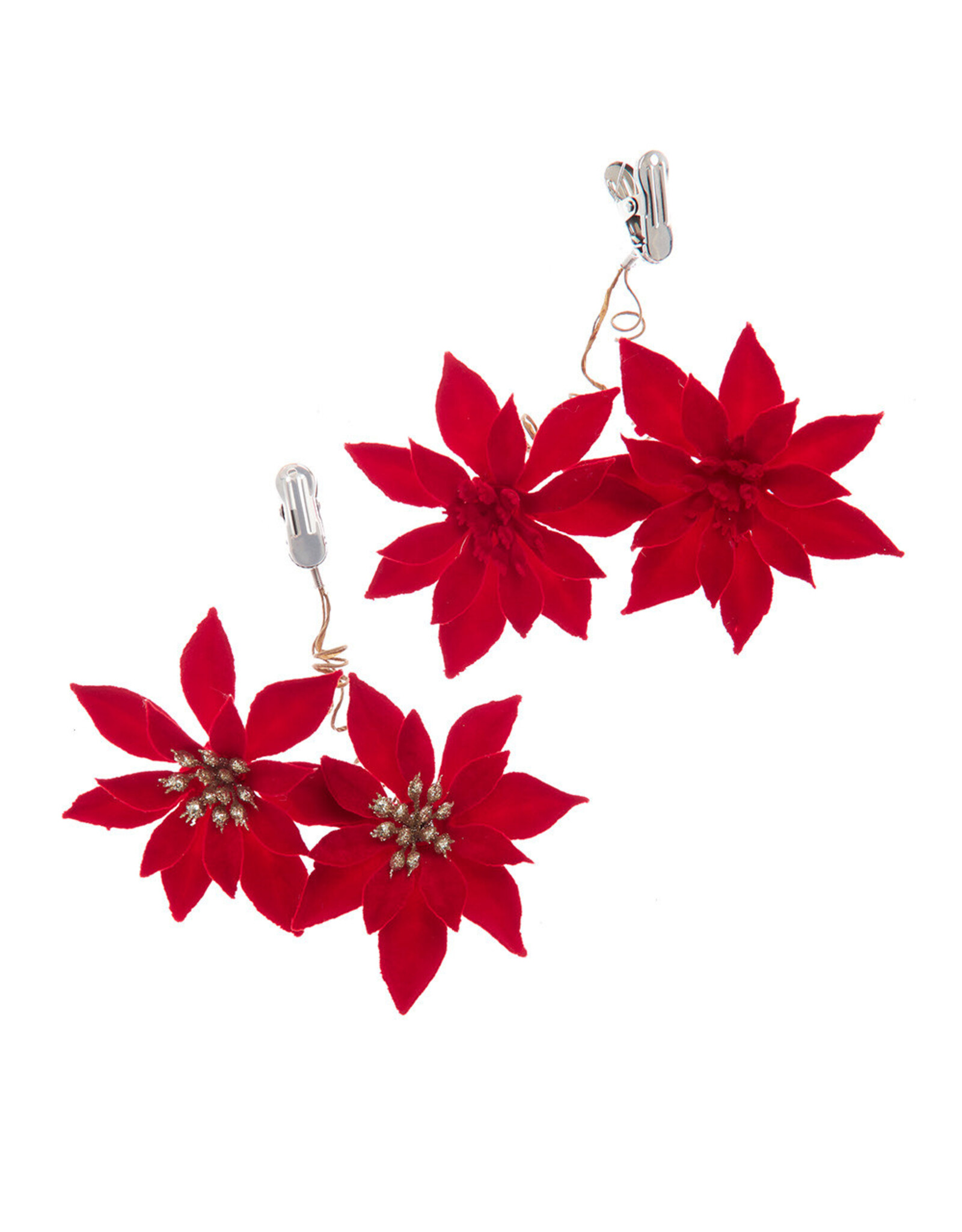 Kurt Adler Poinsettia Flower Clips 5 Inch 2 Assorted