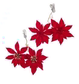 Kurt Adler Poinsettia Flower Clips 5 Inch 2 Assorted